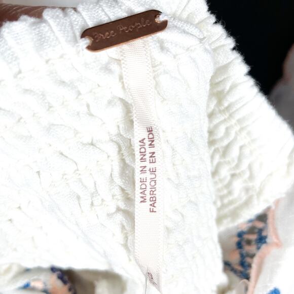 Free People Rambling Roads Mini Dress White Embroidered Floral‎ Cutout Sz S - Picture 12 of 13